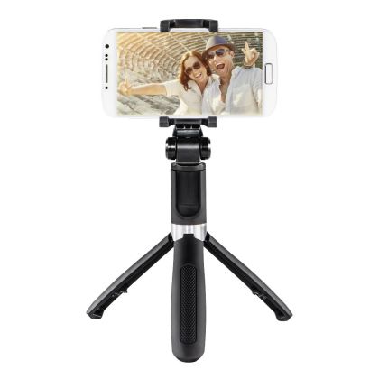 Selfie stick cu trepied HAMA Funstand 57, buton Bluetooth pentru smartphone, Negru