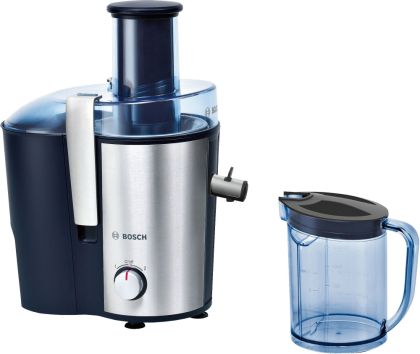 Сокоизстисквачка Bosch MES3500, Centrifugal juicer 700 W, 2 speeds, 2 lt pulp container, 1.25 ltr juice container & foam separator, XL feeding tube (73 mm), ceramic knife, s/s sieve, s/s body, die-cast aluminum clamps, juice outlet with drip-stop and made