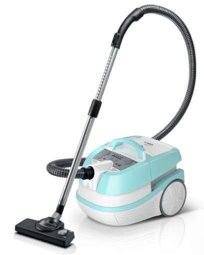 Bosch BWD420HYG vacuum cleaner, 3in1 vacuum cleaner for dry and wet cleaning, 2.5 lt dust container, 2000 W, HEPA H13, 12 m radius, liquid pick-up nozzles, parquet brush, mattress brush, water tank: 5 l, mint -white-grey