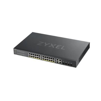 Switch Zyxel 24-Port Gigabit Ethernet Smart Managed PoE+ Switch with 375 Watt Budget and 4 Gigabit Combo Ports and Hybrid mode