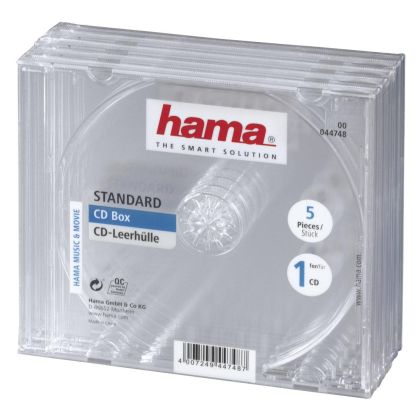 Hama Standard CD Jewel Case, pack of 5, transparent