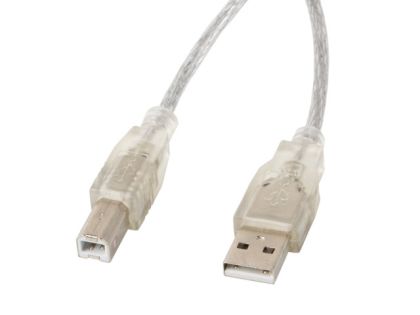 Cablu Lanberg USB-A (M) -> USB-B (M) 2.0 cablu 1.8m, ferita transparenta
