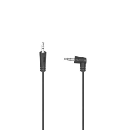 Cablu audio HAMA, mufă de 3,5 mm tată - mufă de 3,5 mm tată la 90°, 0,5 m, Stereo, Negru