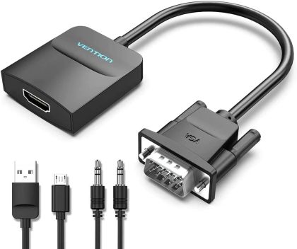 Vention адаптер Adapter VGA to HDMI with sound - Active converter with AUX-in and Micro USB power - ACNBB