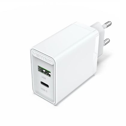 Vention Fast Charger Wall - QC4.0, PD Type-C + QC3.0 USB A, 20W White - FBBW0