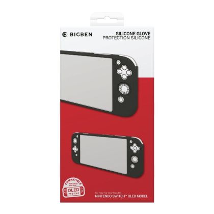 Husă de protecție din silicon Big Ben Silicon Glove, neagră (Nintendo Switch OLED)
