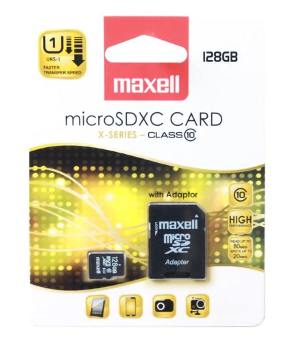 Card de memorie Maxell micro SDXC, 128GB, Clasa 10, Adaptor