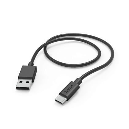 Cablu HAMA, USB-C - USB 2.0 A tată, 1 m, 480Mbit, 3A, Negru