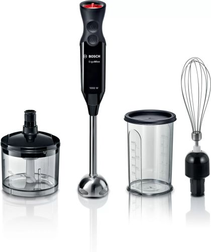 Пасатор Bosch MS61B6150, Blender, ErgoMixx, 1000 W, 12-speed, turbo button, Included mixing jug, mini chopper & stainless steel whisk, Black, Anthracite