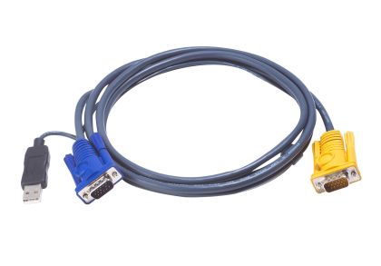 Cablu KVM ATEN, PC HDB și USB la 3in1 SPHD (tastatură/Mouse/Video), convertor PS/2 în USB încorporat, 1,8 m