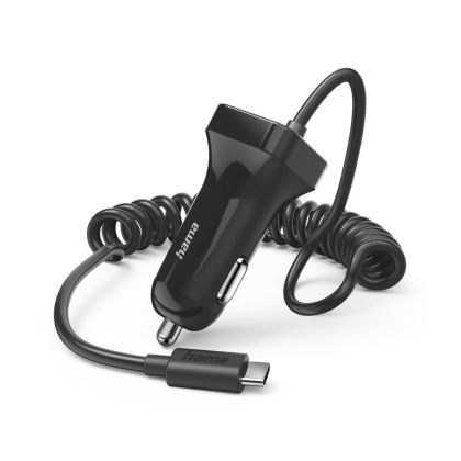 Încărcător auto, HAMA cu cablu USB-C, 12 W, 1,0 m, negru