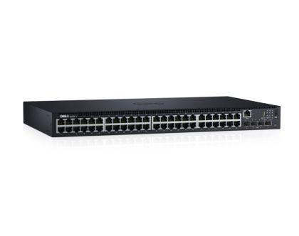 Комутатор Dell Networking N1548, 48x 1GbE + 4x 10GbE SFP+ fixed ports, Stacking, IO to PSU airflow, AC