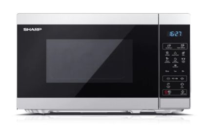 Microwave oven Sharp YC-MS02E-S, Fully Digital, Cavity Material -steel, 20l, 800 W, LED Display Blue, Timer & Clock function, Child lock, Silver/Black door, Defrost, Cabinet Colour: Silver