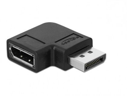 Adaptor Delock, DisplayPort tată - DisplayPort mamă, 90°, 8K 60 Hz, Negru