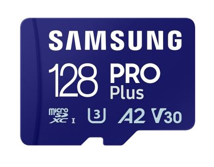 Memorie Samsung 128GB micro SD Card PRO Plus cu adaptor, UHS-I, citire 180MB/s - scriere 130MB/s