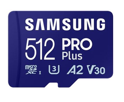 Memory Samsung 512GB micro SD Card PRO Plus with Adapter, UHS-I, Read 180MB/s - Write 130MB/s