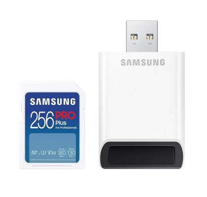 Memory Samsung 256GB SD PRO Plus + USB Reader, Class10, Read 180MB/s - Write 130MB/s