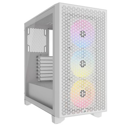 Case Corsair 3000D RGB Airflow Mid Tower, Tempered Glass, White
