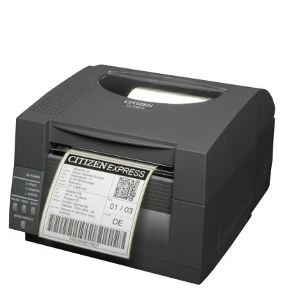 Imprimantă de etichete Imprimantă de desktop Citizen Label CL-S521II Imprimare termică directă, viteză 150 mm/s, lățime de imprimare (max.) 4 inchi (104 mm)/lățime suport (min-max) 0,5 - 4,6 inchi (12,5 - 118 mm) /Dimensiune rola (max.)5"(125 mm), Dimensi