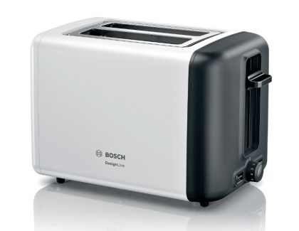 Pâine de pâine Bosch TAT3P421, Pâine de pâine compact, DesignLine, 820-970 W, Oprire automată, Setare de dezghețare și încălzire, Ridicare mare, Alb