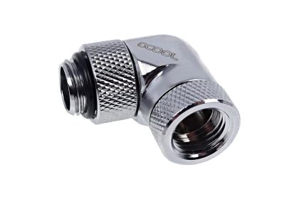 Alphacool Eiszapfen angled adaptor 90° rotatable G1/4 outer thread to G1/4 inner thread - chrome