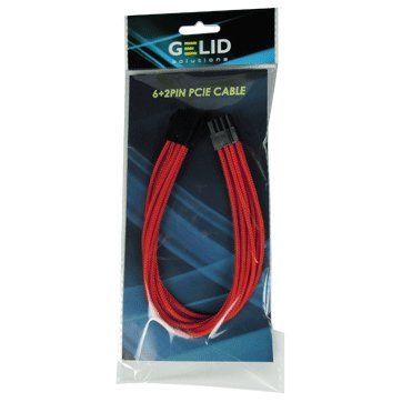 GELID 6+2pin VGA PCI-E Power extension cable 30cm individually sleeved RED, 18 AWG