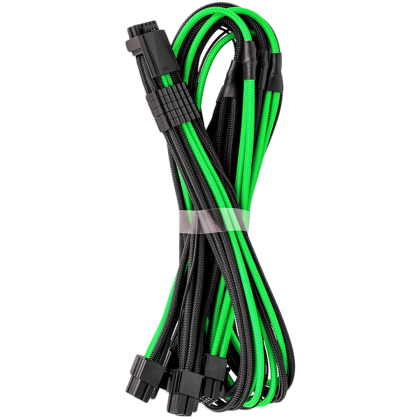 CableMod E-Series Pro ModMesh Sleeved 12VHPWR PCI-e Cable for Super Flower Leadex Platinum / Platinum SE / Titanium / V Gold Pro / V Platinum Pro, EVGA G7 / G6 / G5 / G3 / G2 / P2 / T2 (Black + Light Green , Nvidia 4000 series, 16-pin to Quad 8-pin, 60cm)