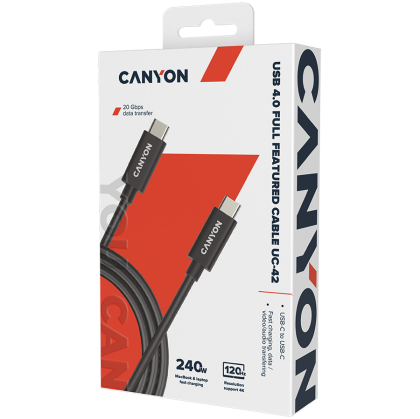 CANYON cable UC-42 USB-C to USB-C 240W 20Gbps 4k 2m Black