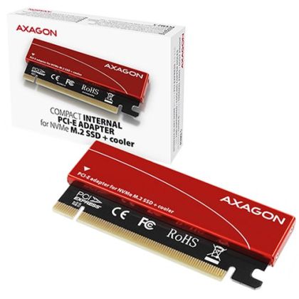 AXAGON PCEM2-S PCI-E 3.0 16x - M.2 SSD NVMe, SSD de până la 80 mm, profil redus, mai rece