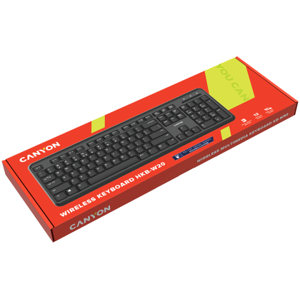 CANYON HKB-W20, Wireless keyboard with Silent switches, 105 keys, black, Size 442*142*17.5mm, 460g, BG layout