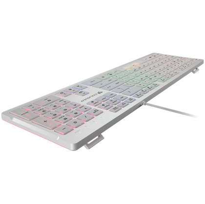 COUGAR Vantar S White, Tastatură pentru jocuri, Capace plate cu comutator foarfecă, Rollover cu 19 taste, Opt efecte de iluminare din spate, Tehnologie anti-fantomă, Suport reglabil, Dimensiuni: 446,5 x 128 x 16,3 mm