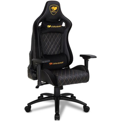 COUGAR Armor S ROYAL Gaming Chair, Full Steel Frame, 4D adjustable arm rest, Gas lift height adjustable, 180º seat back adjustable, Head and Lumbar Pillow, High density mold shaping foam, Premium PVC leather, Weight Capacity-120kg, Product Weight-21kg
