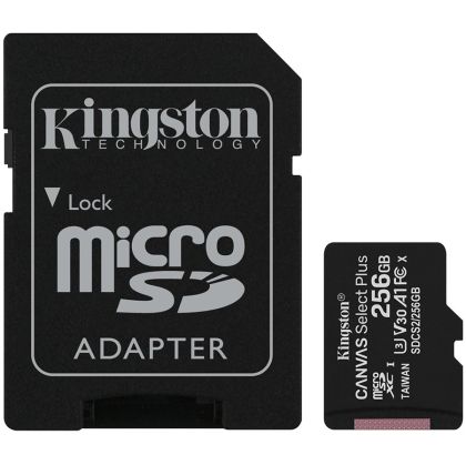 Card Kingston 256 GB micSDXC Canvas Select Plus 100R A1 C10 + ADP, EAN: 740617298710