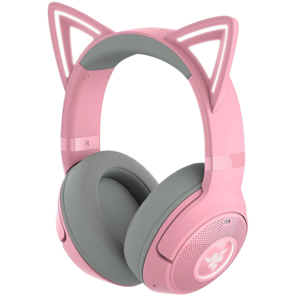 Kraken Kitty BT V2 - Quartz Ed. Pink, Wireless Gaming Headset, Kitty Ears and Earcups, Bluetooth 5.2 with Gaming Mode, TriForce 40 mm Drivers, Built into the earcups microphone, Up to 40-hour Battery Life with Type C Charging