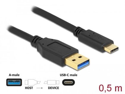 Cablu Delock USB-C tată - USB 3.2 A tată, 0,5 m