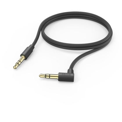 Cablu audio HAMA Aux, mufă de 3,5 mm - mufă de 3,5 mm, înclinat 90°, 1,0 m, negru