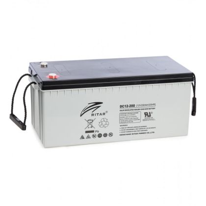 Lead Battery AGM for solar systems RITAR \ (DC12-200)12V/200Ah -522 /240/219mm F10/M8 RITAR