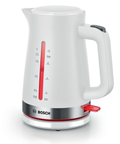 Electric kettle Bosch TWK4M221, MyMoment Plastic Kettle, 2400 W, 1.7 l, Interior light, Cup indicator, Limescale filter, Triple safety function, White