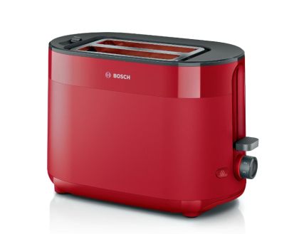 Toaster Bosch TAT2M124, MyMoment Compact toaster, 950 W, Auto power off, Defrost and reheat setting, Integrated warming grid, High lift, Red