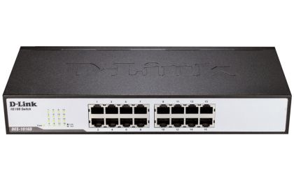 Switch D-Link 16-Port 10/100Mbps Fast Ethernet Unmanaged Switch, rack mountable