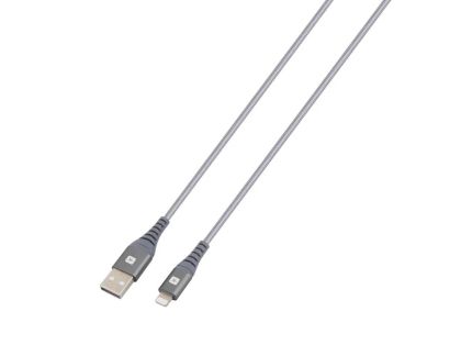 Cablu Skross, USB-A - Lightning, Impletitura metalica, 1,20 m, Gri