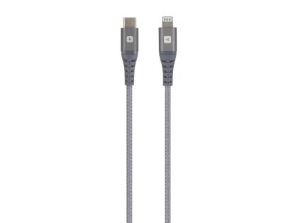 Cablu Skross, USB-C - Lightning, Impletitura metalica, 1,20 m, Gri