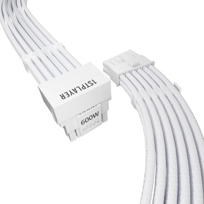 1stPlayer Custom Sleeved Modding Cable White - PCIe 5.0 12VHPWR M/M - FM2-B-WH