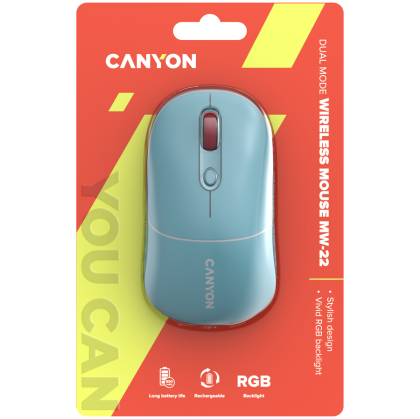 CANYON mouse MW-22 Dual Band RGB Wireless Dark Cyan