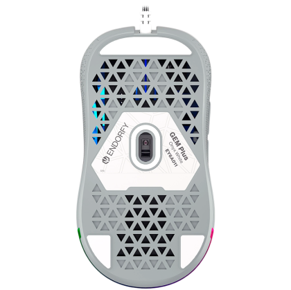 Endorfy GEM Plus Onyx White Gaming Mouse, PIXART PAW3370 Optical Gaming Sensor, 19000DPI, 67G Lightweight design, KAILH GM 8.0 Switches, 1.8M Paracord Cable, PTFE Skates, ARGB lights, 2 Year Warranty