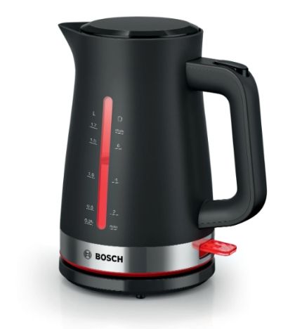 Electric kettle Bosch TWK4M223, MyMoment Plastic Kettle, 2400 W, 1.7 l, Interior light, Cup indicator, Limescale filter, Triple safety function, Black