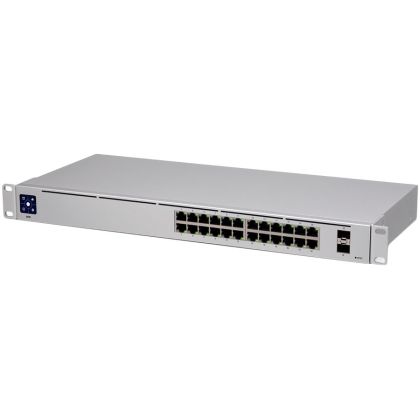 Ubiquiti UniFi Switch 24 este un switch Layer 2 complet gestionat cu (24) porturi Gigabit Ethernet și (2) porturi Gigabit SFP pentru conectivitate prin fibră