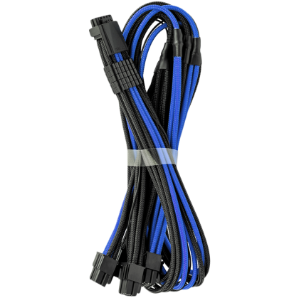 CableMod E-Series Pro ModMesh Sleeved 12VHPWR PCI-e Cable for Super Flower Leadex Platinum / Platinum SE / Titanium / V Gold Pro / V Platinum Pro, EVGA G7 / G6 / G5 / G3 / G2 / P2 / T2 (Black + Blue, Nvidia 4000 series, 16-pin to Quad 8-pin, 60cm)