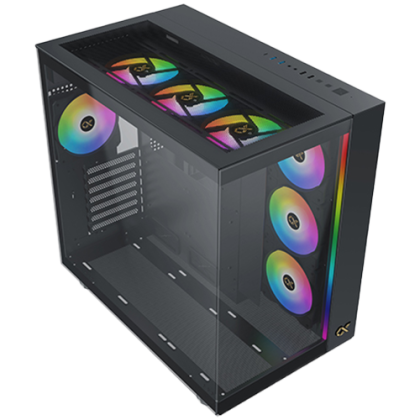 Xigmatek AQUA Ultra Air EN41907, Black, E-ATX/ATX/M-ATX/MINI ITX, USB 3.0 X 2, USB 2.0 X 2, USB-C X 1, HD AUDIO, Mesh Top, Front & Left TG, ARGB Strip, 7PCS Z20A&Galaxy II Fan Control Kit