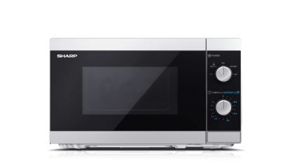 Microwave oven Sharp YC-MS01E-S, Manual control, Cavity Material -steel, 20l, 800 W, Defrost, Silver/Black door, Cabinet Colour: Silver